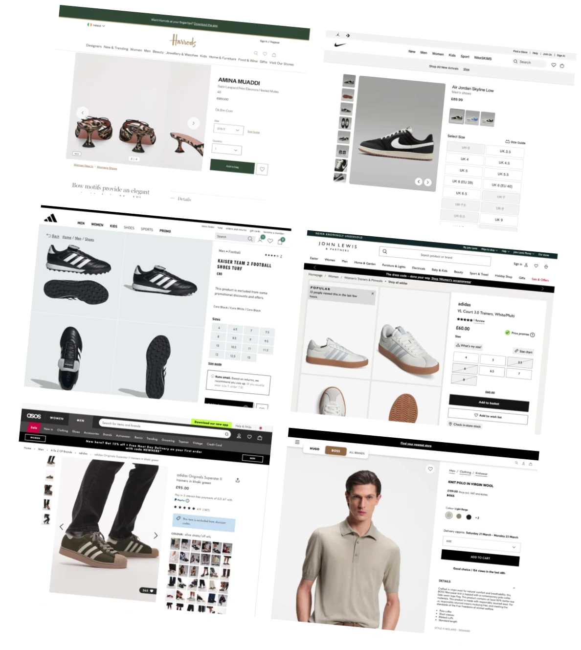 Competitive analysis of product pages from leading fashion and sports retailers