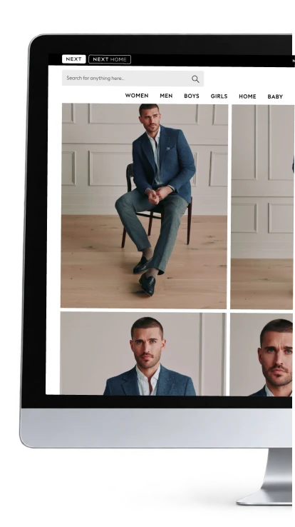 A large product-image gallery presented on a desktop monitor